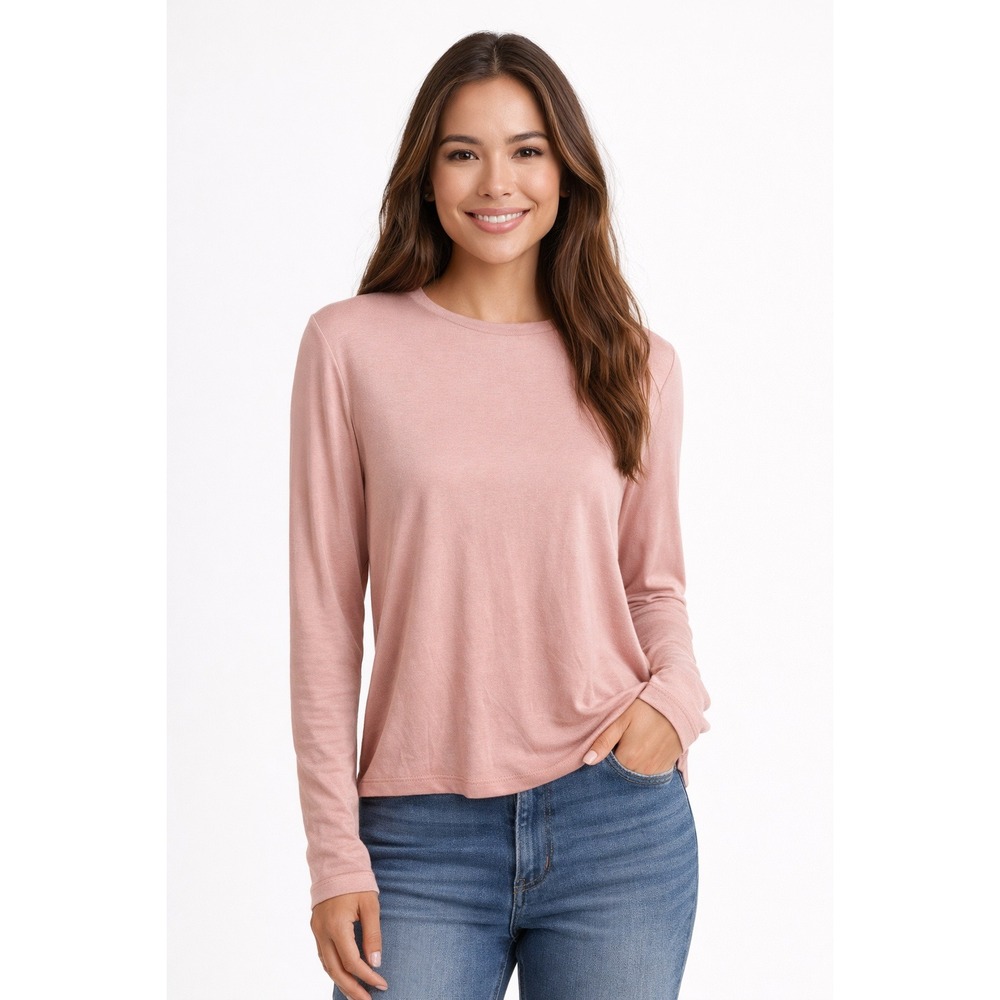 Marine Layer Re-Spun Long Sleeve Tee Women Small Pink Crewneck Soft Girl Casual